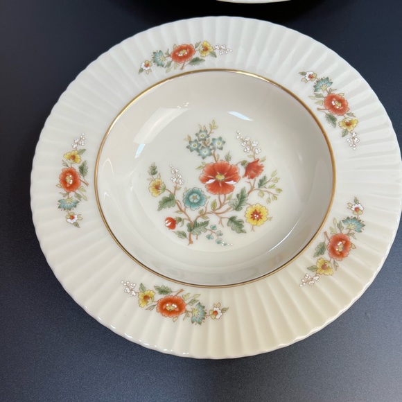 Lenox Temple Blossom Rim Soup Bowls Set of 4 Floral Gold Trim Fine China - Picture 11 of 12